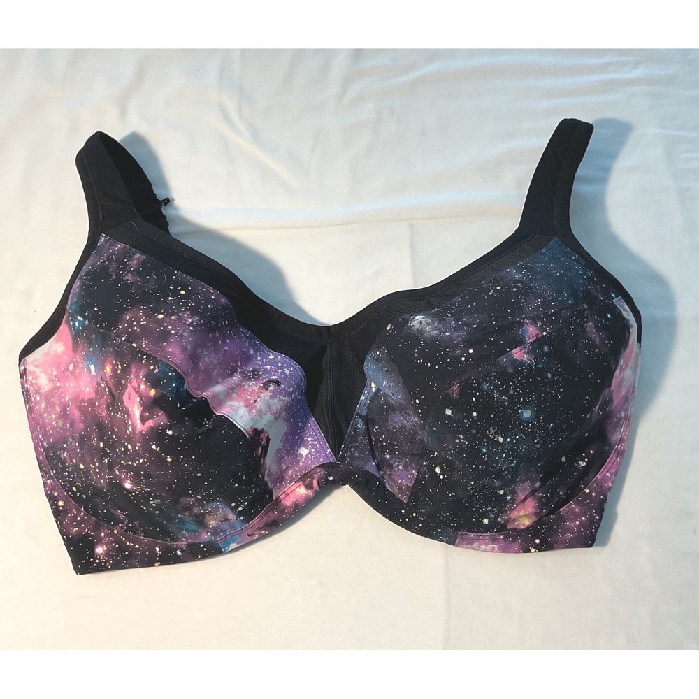 Torrid Active Galaxy Space Print Sports Bra Purple Black 42H Underwire J-Hook
